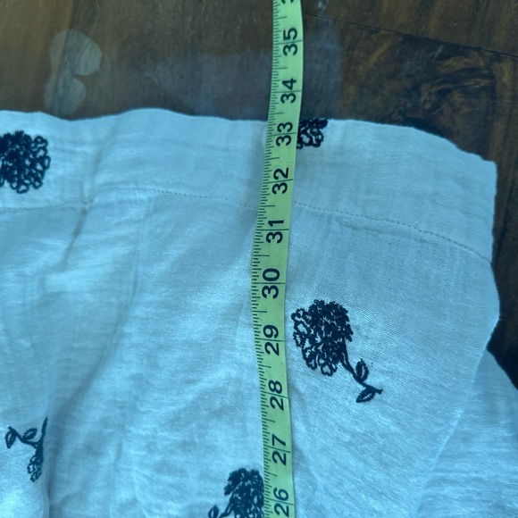 Free People Tory Cream Smocked Mini Dress with Black Floral Embroidery L NWT - Picture 5 of 12